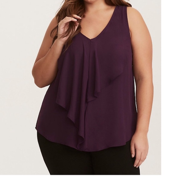 torrid Tops - NWT Torrid Dark Purple Ruffle Tunic Size 5